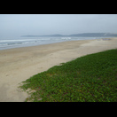 Das nördliche Ende des 25 km langen Sandstrands in Goa
